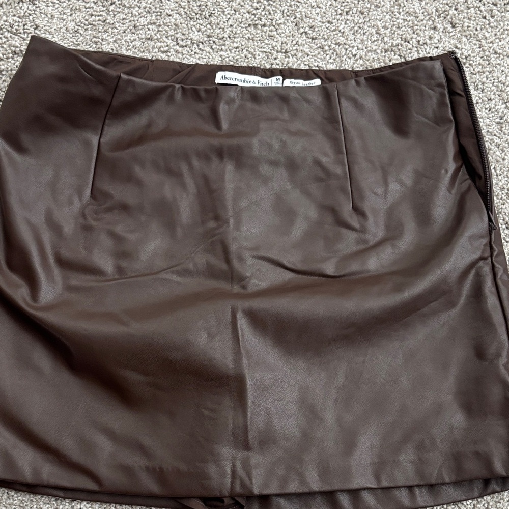 Abercrombie & Fitch Dark Brown Faux Leather Mini Skirt